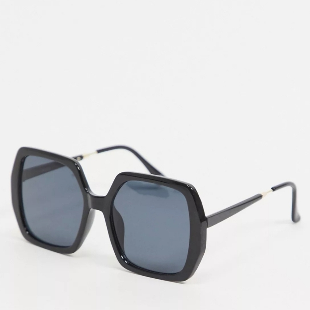 ASOS Design Oversized 70s Suglasses in Shiny Black
